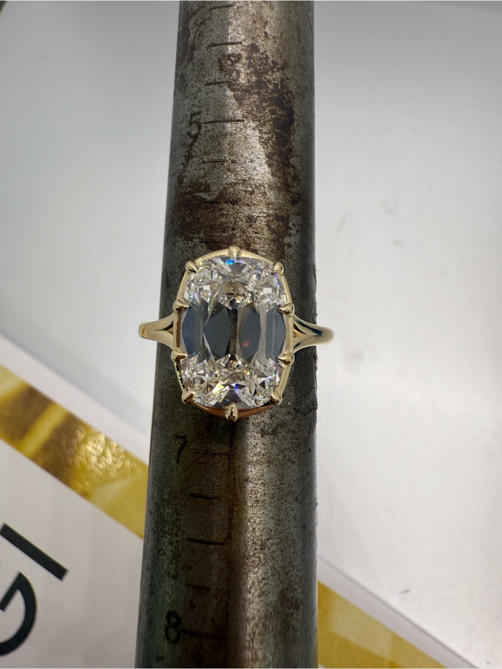4.56 carat E VVS2 old mine cut diamond solitaire split shank engagement ring - Picture 9 of 11